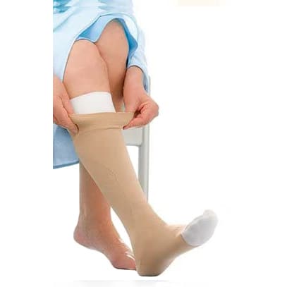 Jobst Knee High Compression Liner Stocking without zip, Large, Beige - Image 1