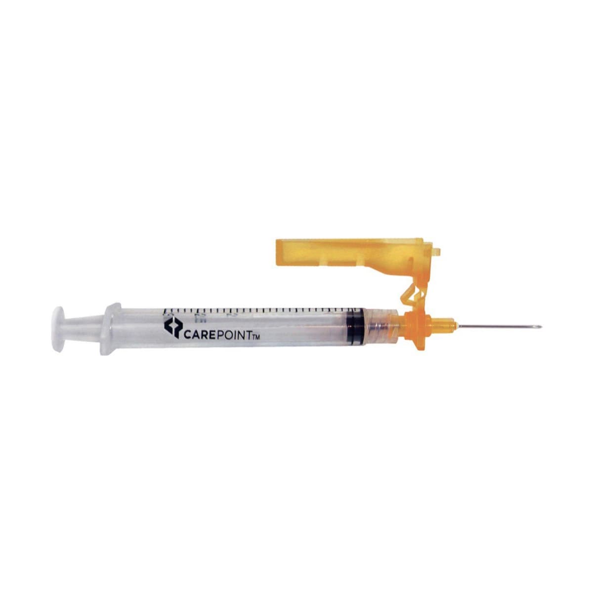 Carepoint Safety Safety Hypodermic Syringe with Detachable Needle, 25 Gauge, 1 Inch, 1 mL - Case of 600 - Image 1
