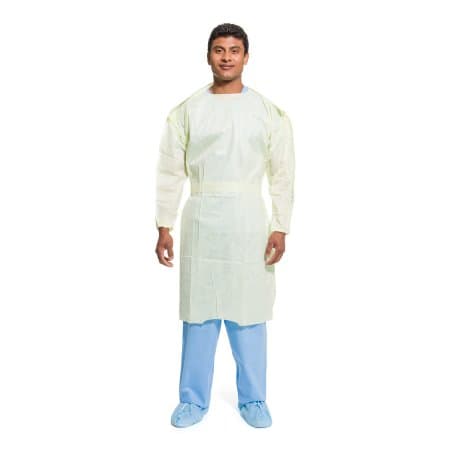 Halyard Tri-Layer AAMI Level 2 Protective Procedure Gown, Yellow, Large - Image 1
