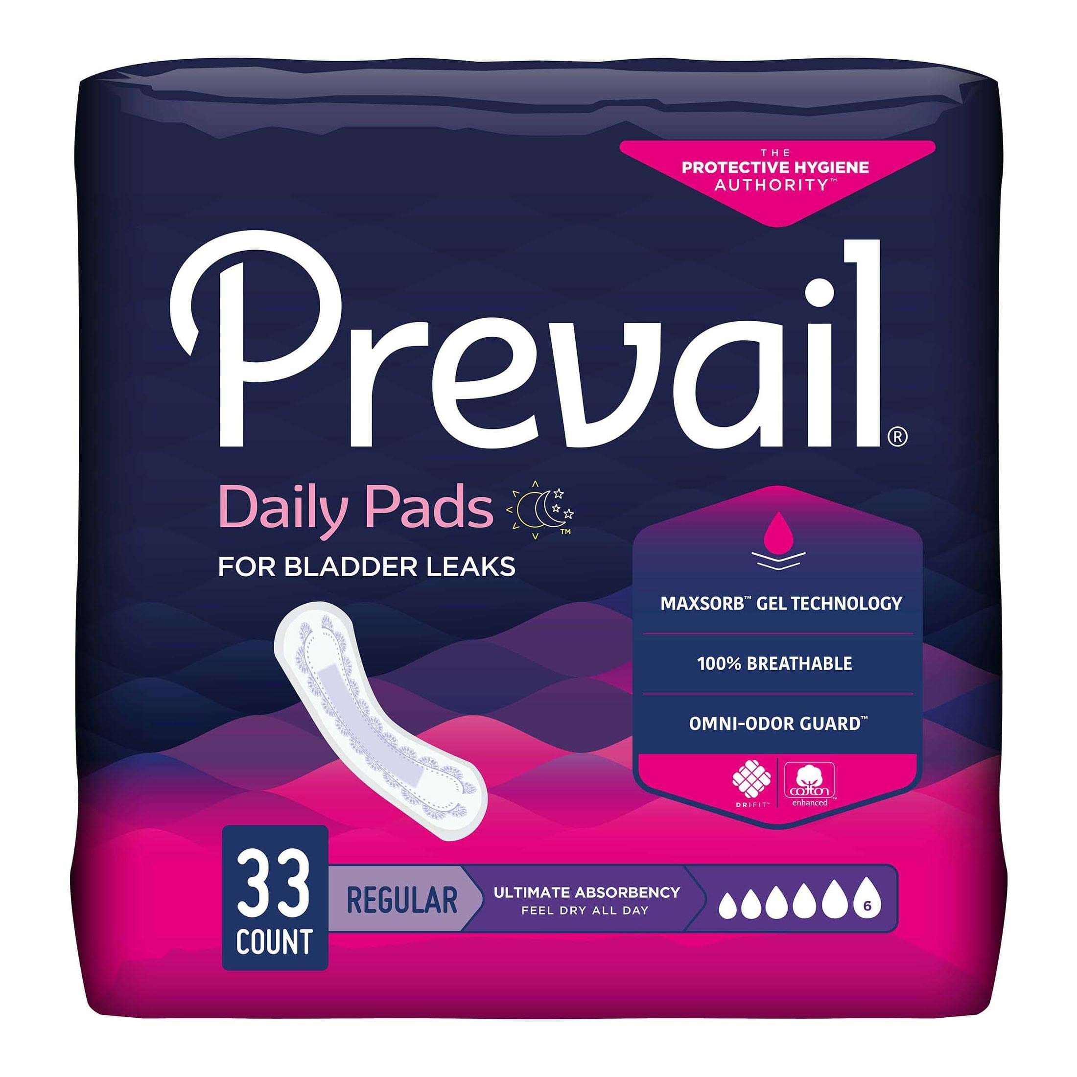 Prevail Daily Pads For Bladder Leaks, Regular, Ultimate Absorbency - Package of 33 - Image 1