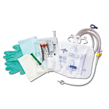 Medline 2-Layer 100% Silicone Foley Catheter Trays, Anti-Reflux Device, 16 Fr - Each - Image 1