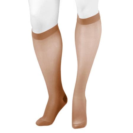 Juzo Naturally Sheer Compression Stockings, Knee-High, 15-20mmHg, Regular, Closed Toe, Beige, Large - Pair - Image 1