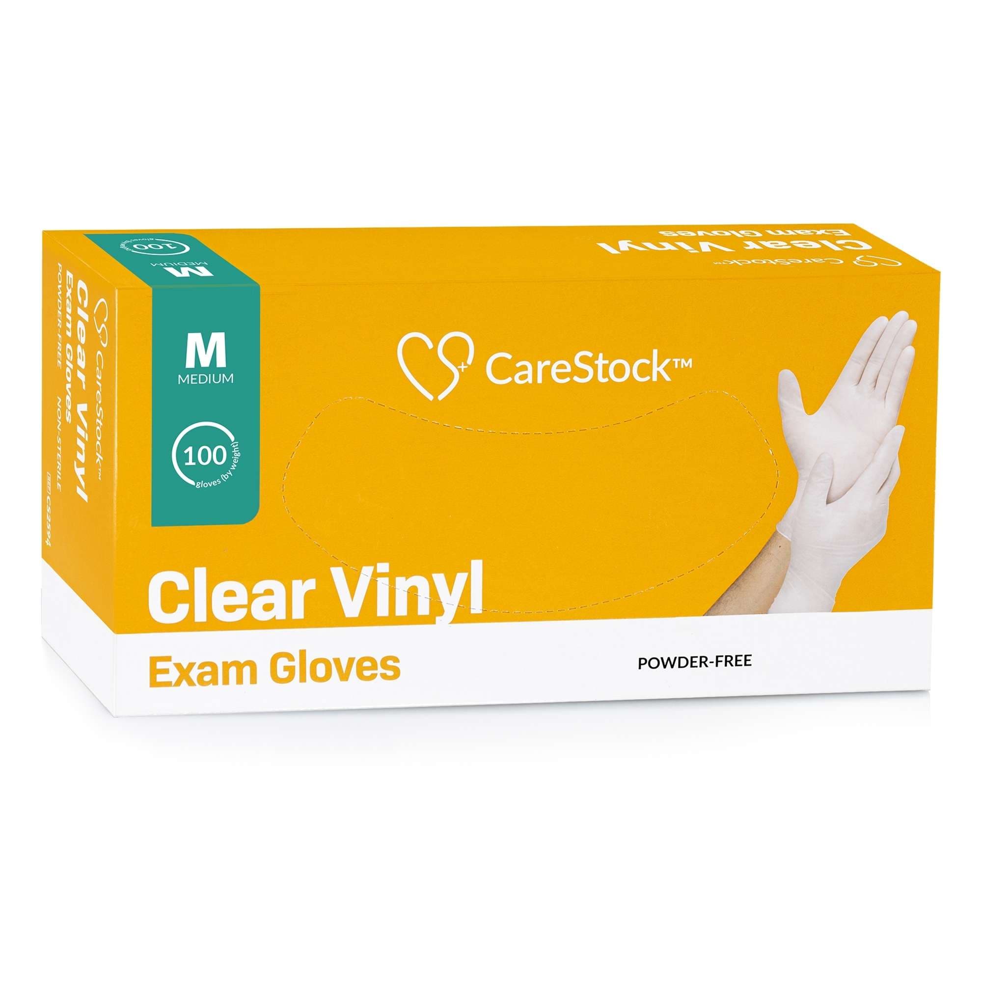 CareStock Clear Vinyl Exam Gloves, Medium - Box of 100 - Image 1