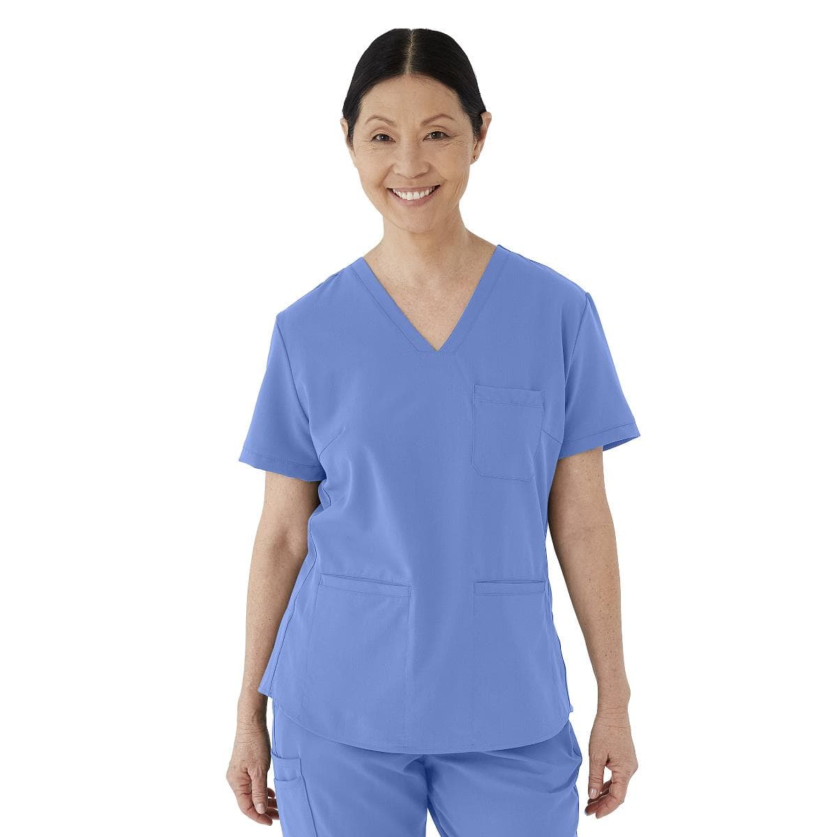 Medline Lexington AVE Women's V-Neck Scrub Tops with 3 Pockets, Ceil Blue, Small - Image 1