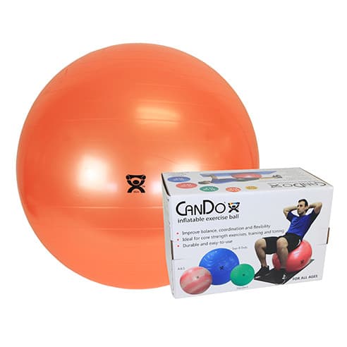 CanDo Inflatable Exercise Ball, 22 Inch, Orange, Retail Box - Image 1