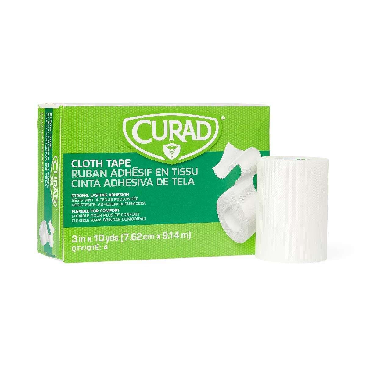 Curad Medical Tape White NonSterile, 3 Inch x 10 Yard - Box of 4 - Image 1