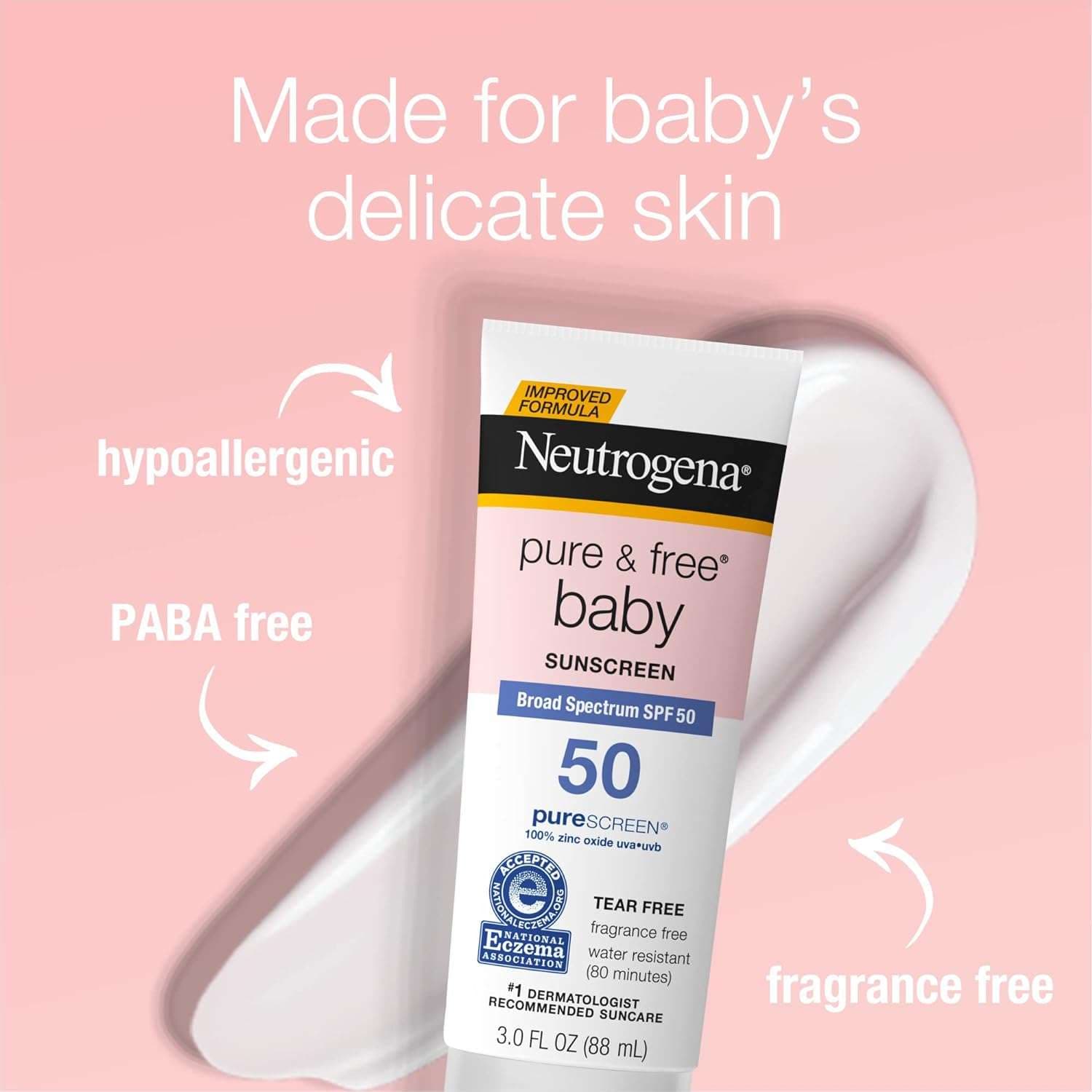 Neutrogena Pure & Free SPF 50 Baby Sunscreen, 3 oz - Image 2