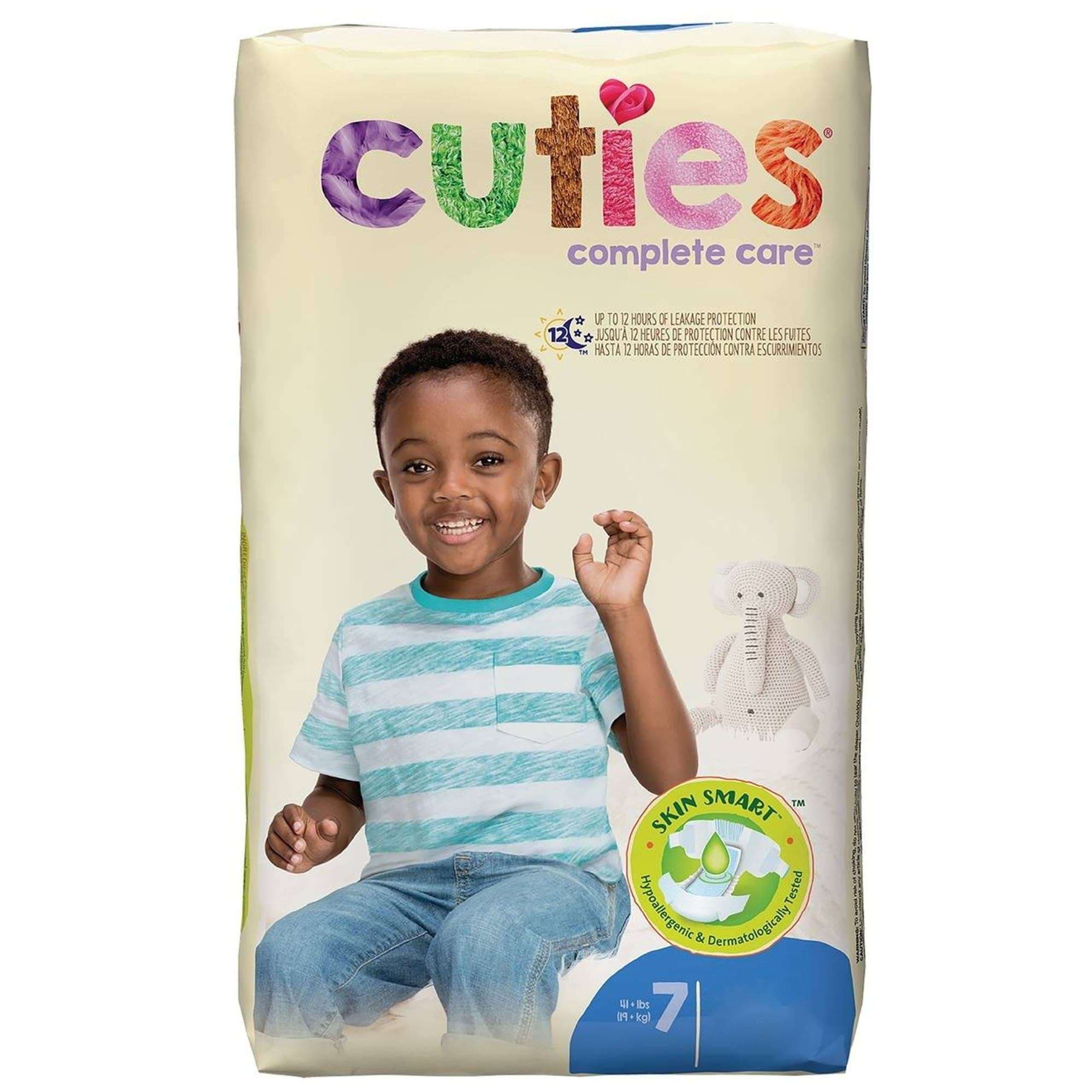 Cuties Complete Care Baby Diapers, Size 7 - Case of 200 - Image 1