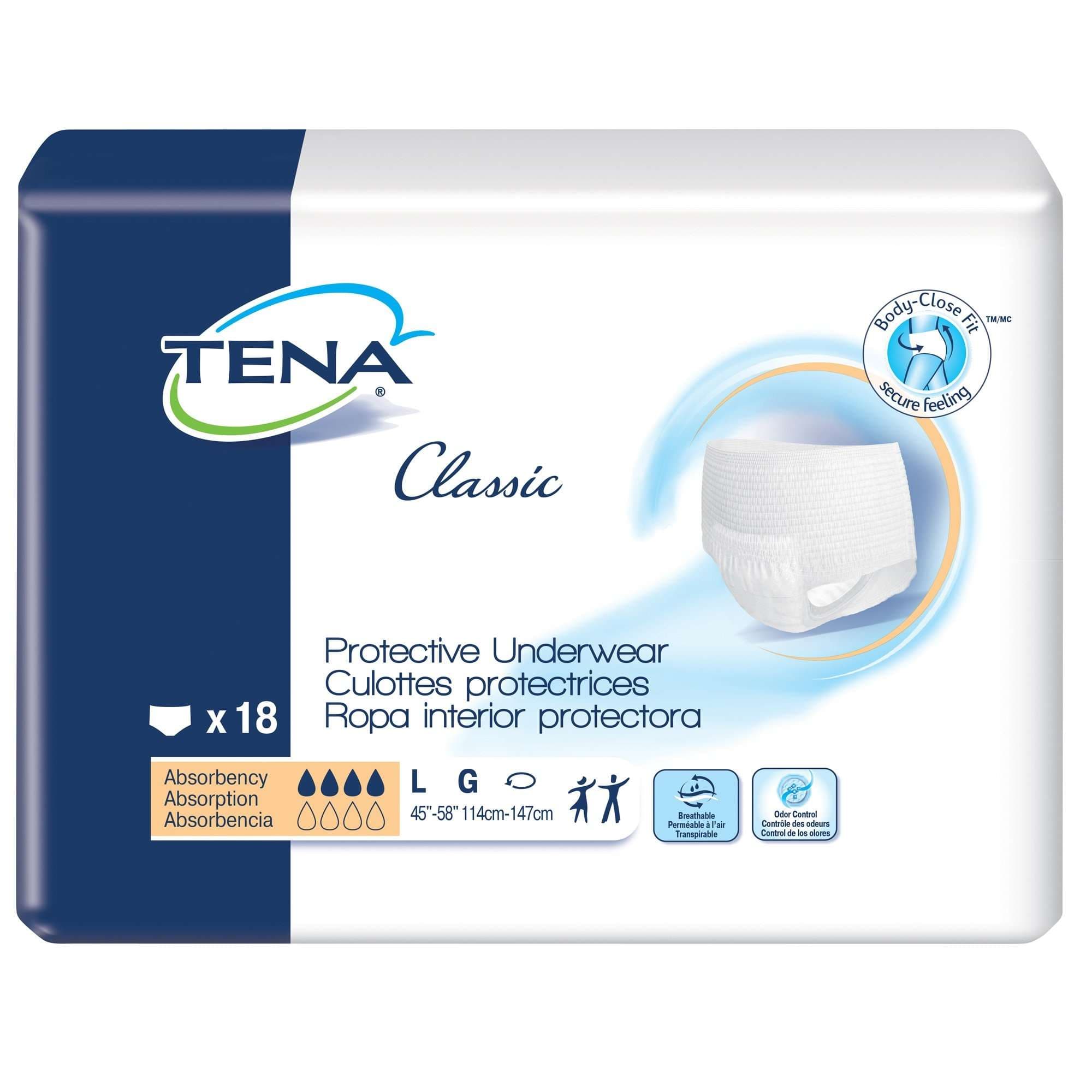 TENA Classic Protective Absorbent Underwear, Large - Case of 72 - Image 1