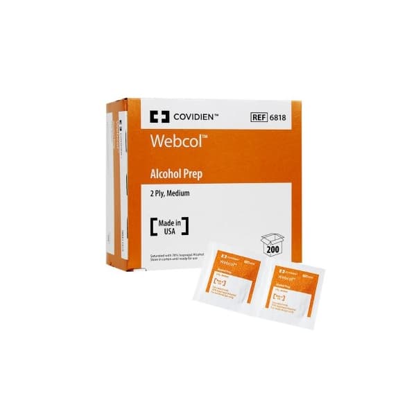 Webcol Alcohol Prep Pad, 1 x 1-1/4 Inch - Box of 200 - Image 1