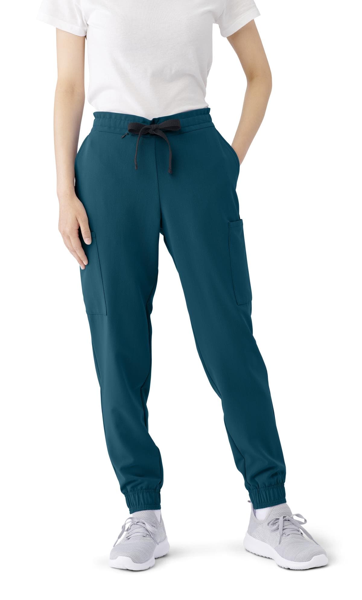 Medline First AVE Women's 7-Pocket Jogger-Style Scrub Pant, Large-Petite, Caribbean Blue - Each - Image 1