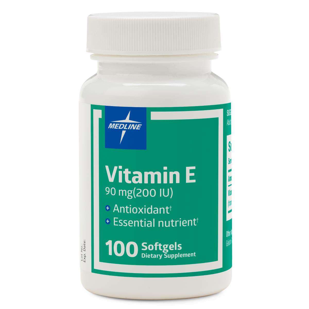 Medline Vitamin E Softgel, 90 mg - Bottle of 100 - Image 1