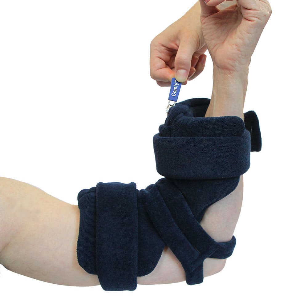 Comfy Locking Elbo with Pull Ring Orthosis, Medium, Turquoise with Terry Cover - Image 1