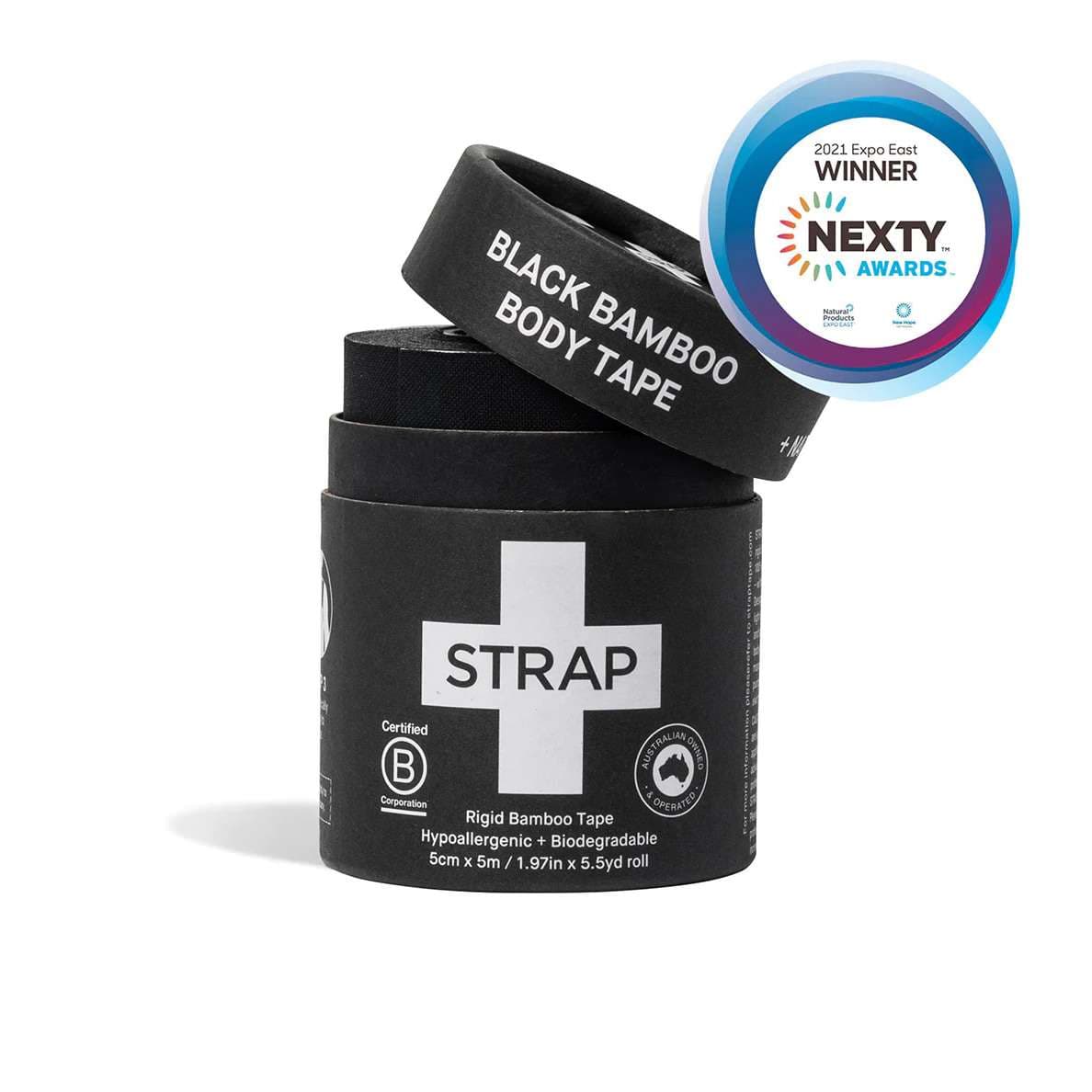 Nutricare Strap Bamboo Fiber Athletic Tape, Black - Case of 24 - Image 1