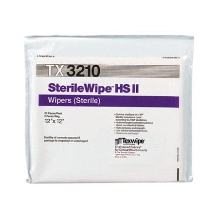 SterileWipe Cleanroom Wipe White Bag Sterile Reusable, 12 x 12 Inch - Bag of 100 - Image 1
