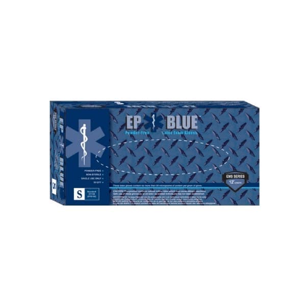 DermAssist EP Blue Exam Glove Blue 11.1 mil and Up Range 0.33 mm (13 mil), Medium - Case of 500 - Image 1