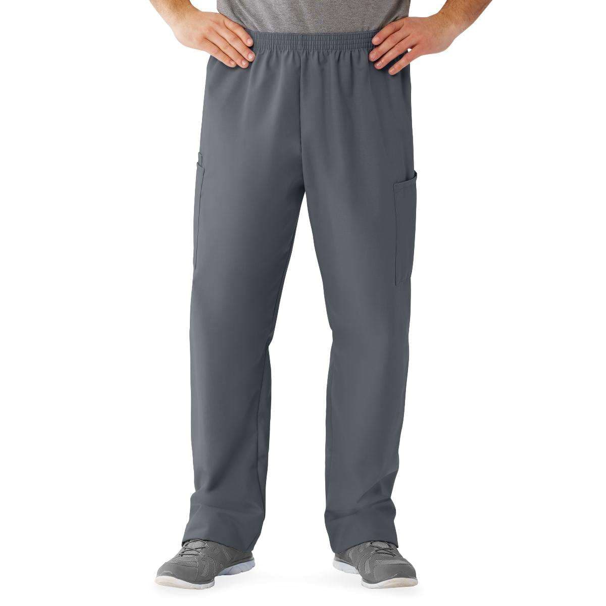 AngelStat Unisex Elastic Waist Long Inseam Cargo Scrub Pants, Charcoal, Extra Large - Image 1