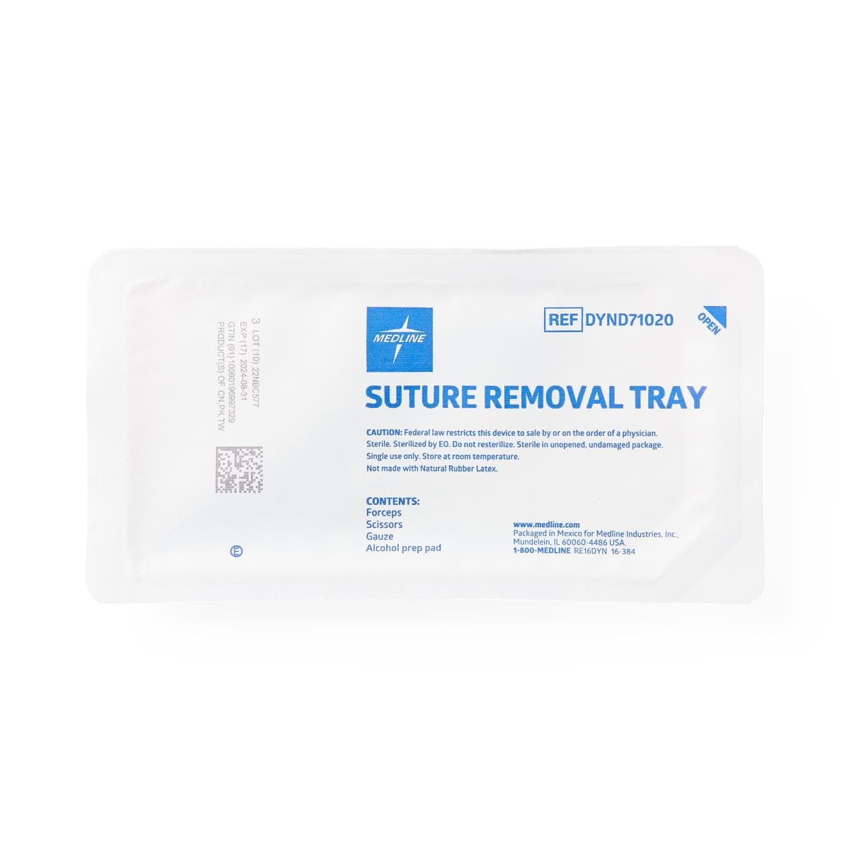Medline Economy Suture Removal Trays with Alcohol Prep Pad - Case of 40 - Image 1