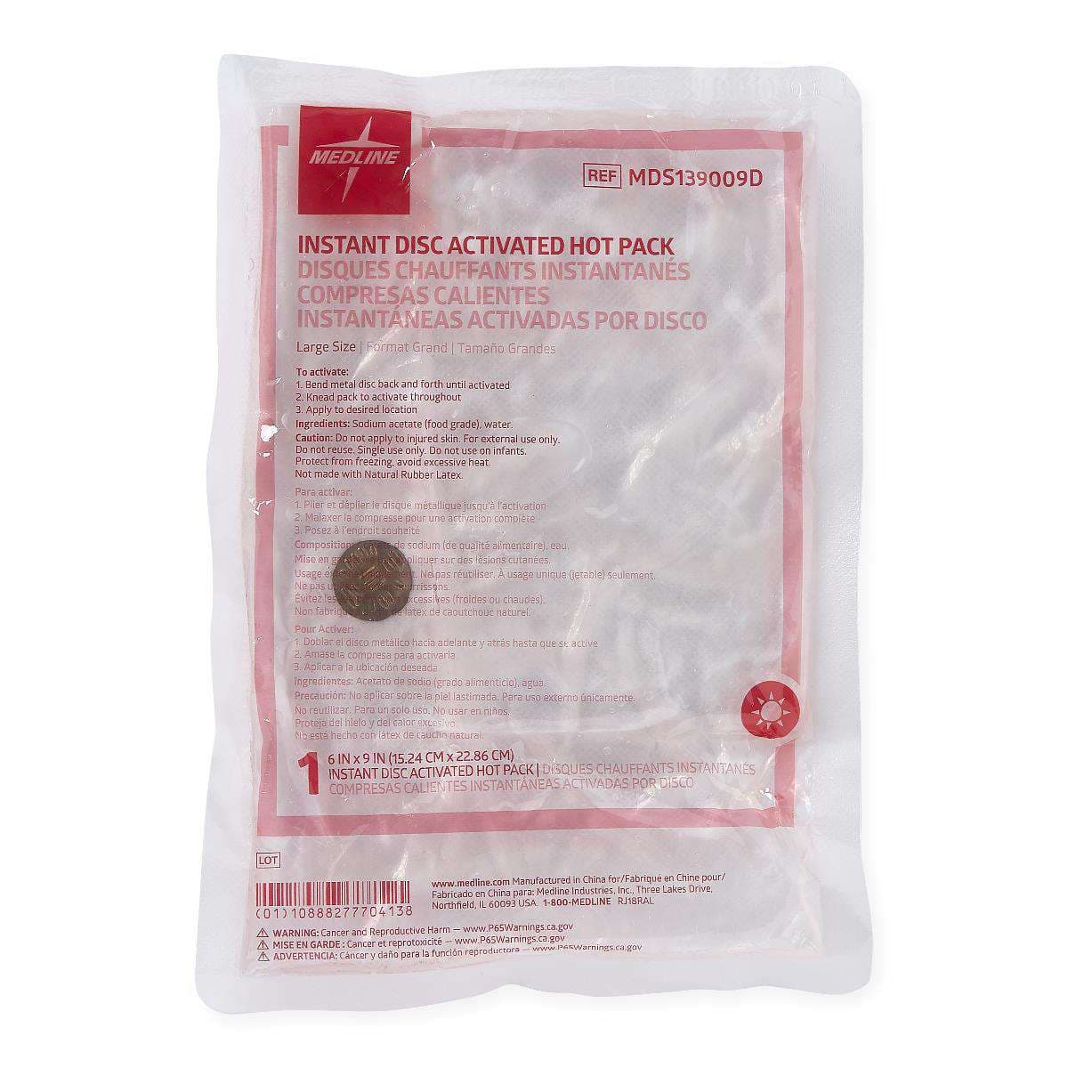 Medline Disc-Activated Nonwoven Instant Hot Pack, 6 x 9 Inch - Case of 24 - Image 1