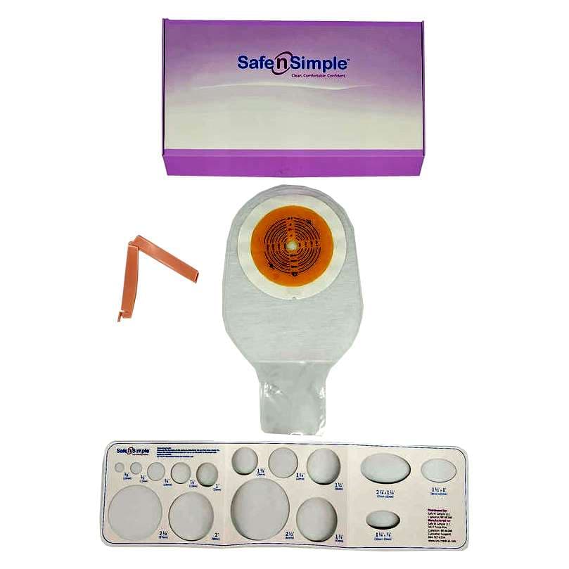 Safe N Simple Transparent One-Piece System Ostomy Pouch, Standard Wear - Box of 10 - Image 1