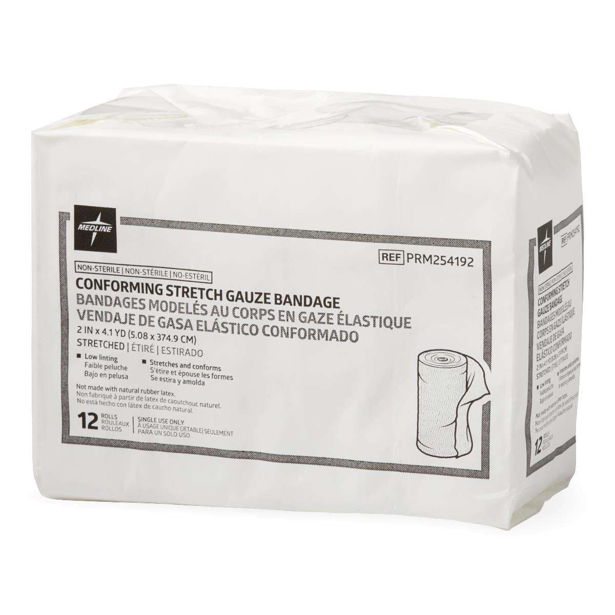 Medline Nonsterile Conforming Stretch Gauze Bandages, 2" x 147.6" - Case of 96 - Image 1