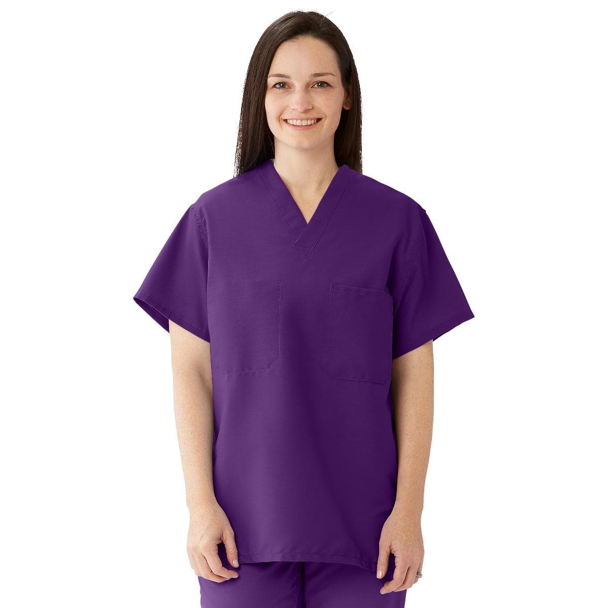Comfortease Unisex Reversible Scrub Tops With 2 Pockets, Rich Purple, 2XL - Image 1