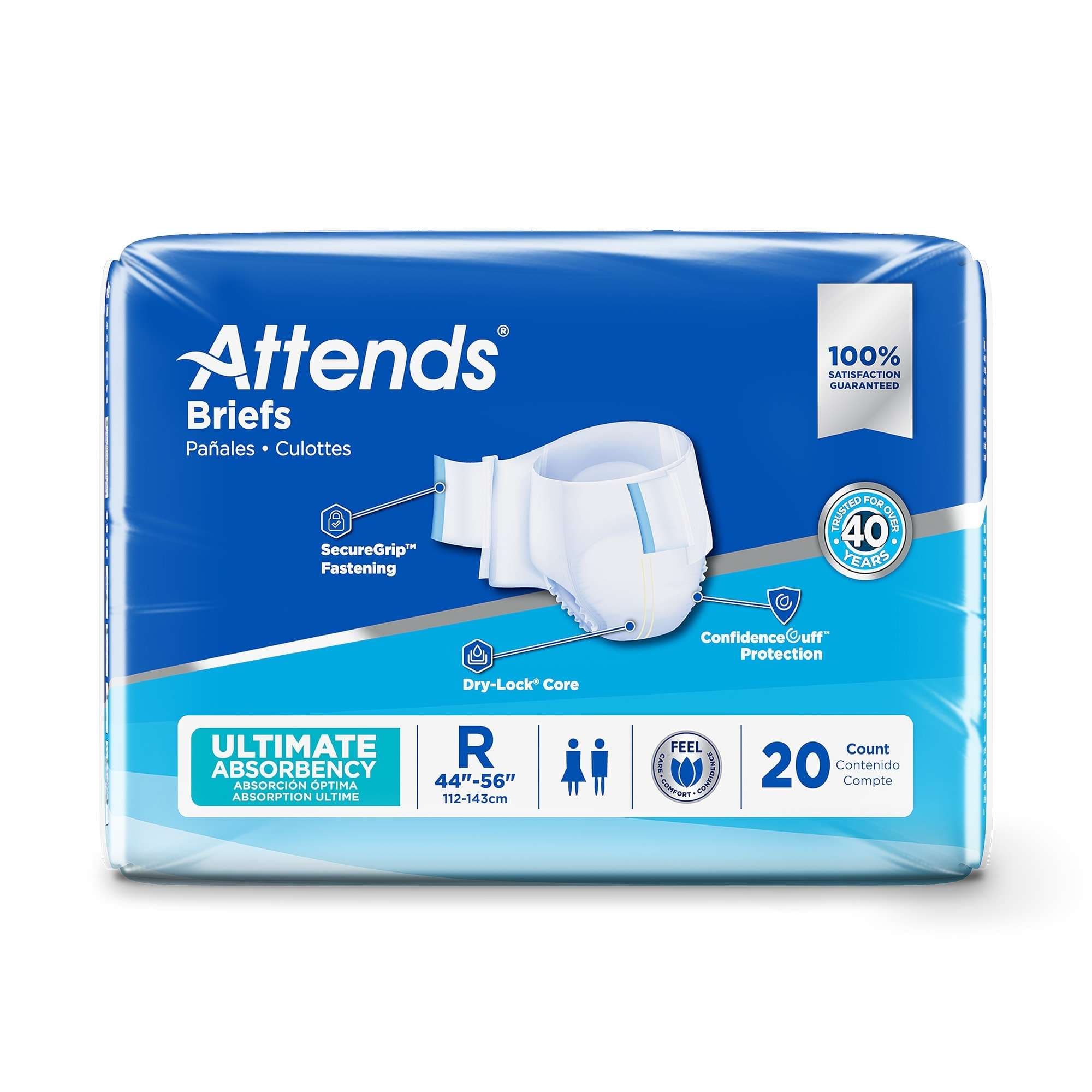 Attends Ultimate Absorbency Briefs, Regular - Case of 80 - Image 1