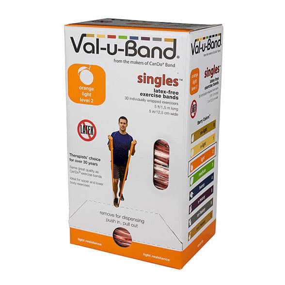 Val-U-Band Latex Free Exercise Band, 5-Foot Strip Orange (2) - Box of 30 - Image 1