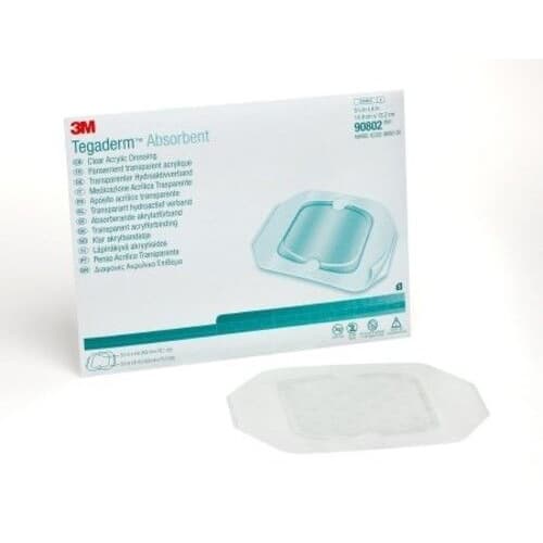 3M Tegaderm Clear Absorbent Acrylic Dressing, Small, 5-7/8 x 6 Inch - Case of 40 - Image 1