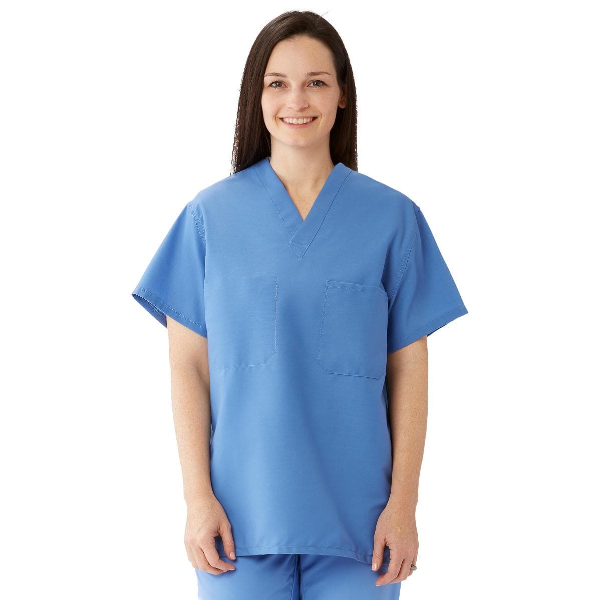 Comfortease Unisex Reversible Scrub Tops With 2 Pockets, Ceil Blue, Xs - Image 1