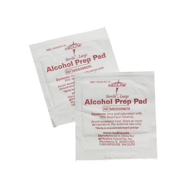 Medline Alcohol Prep Pad, 1-1/5 x 2-2/5 Inch - Box of 200 - Image 1