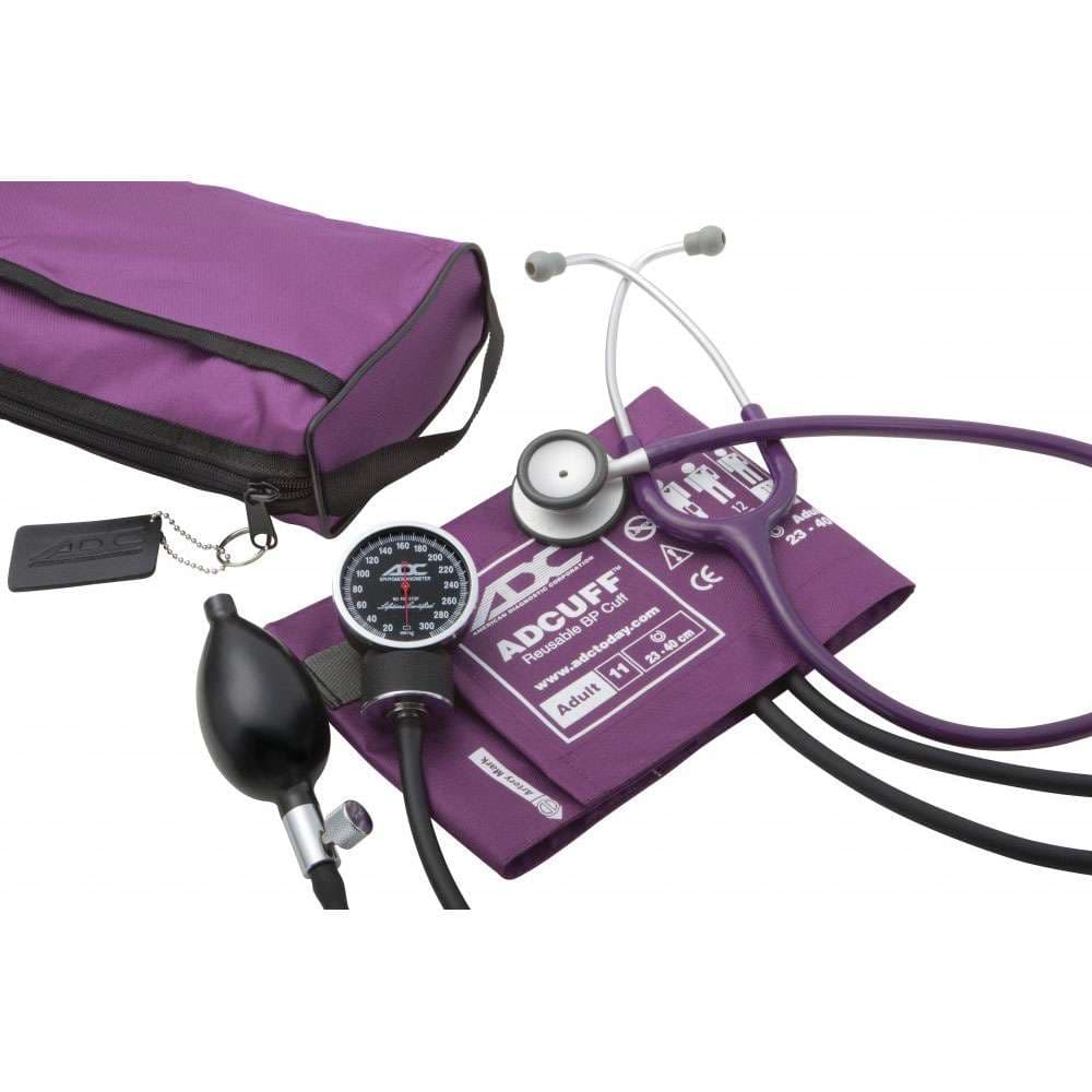 ADC Pro's Combo V Pocket Aneroid & Scope Kit, Adult Only, Purple - Image 1