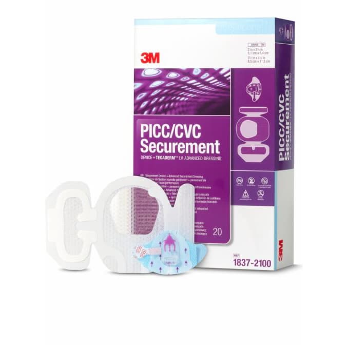 3M PICC-CVC Securement Device + Tegaderm IV Advanced Securement Dressing, 3-1/2 x 4-1/2" - Box of 20 - Image 1
