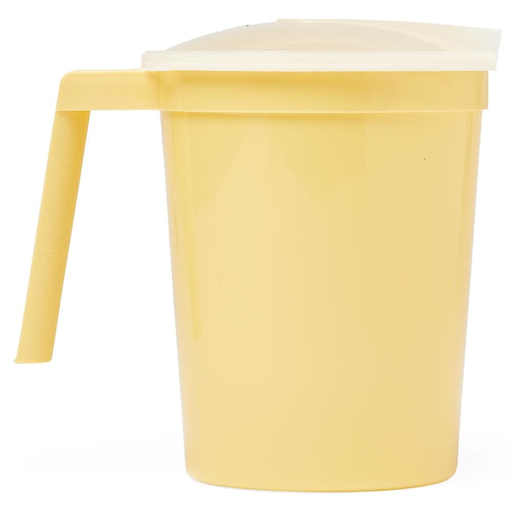 Medline Noninsulated Plastic Pitchers with Handle Lid, Gold, 32 oz - Case of 100 - Image 1