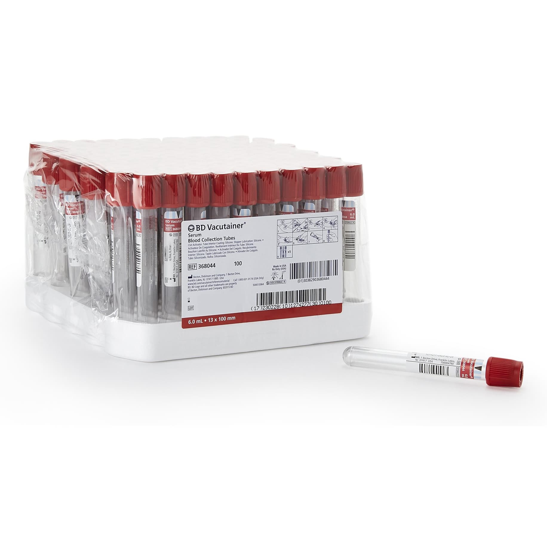 BD Vacutainer Plus Venous Blood Collection Tube Clot Activator, 13 x 100 mm, 6 mL - Case of 1000 - Image 1
