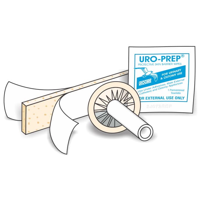Urocare Uro-Con Texas-Style Male External Catheter with Urofoam-2 & Uro-Prep 2"Tube, 35mm Diameter - Image 1