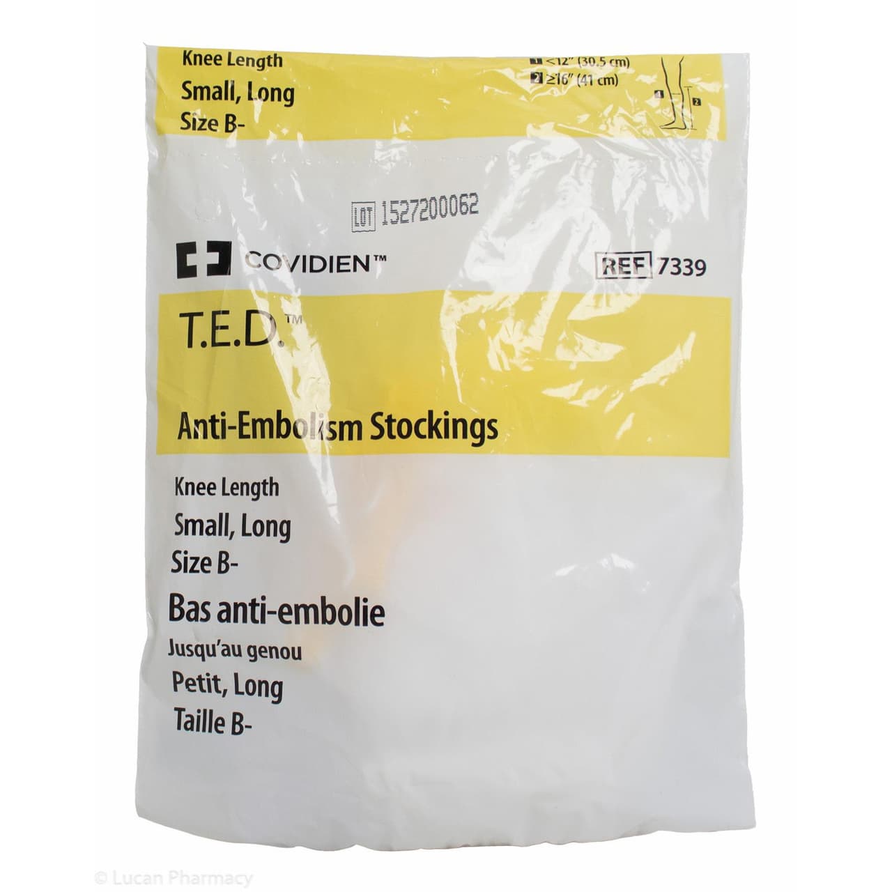 T.E.D Knee High Anti-Embolism Stockings, White, Small-Long - Pair - Image 1