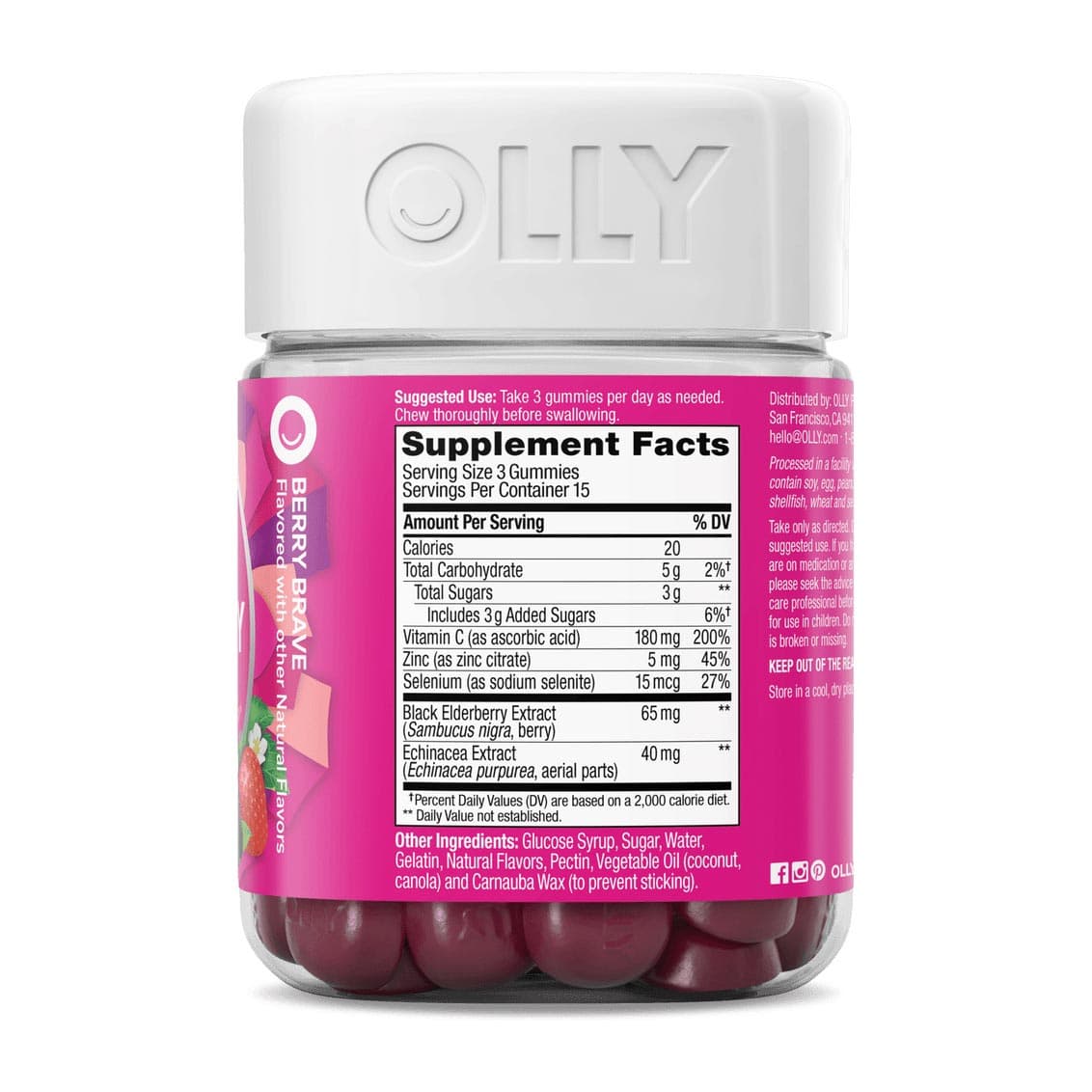 OLLY, Active Immunity + Elderberry Gummies, Berry Brave Gummies - Bottle of 45 - Image 2