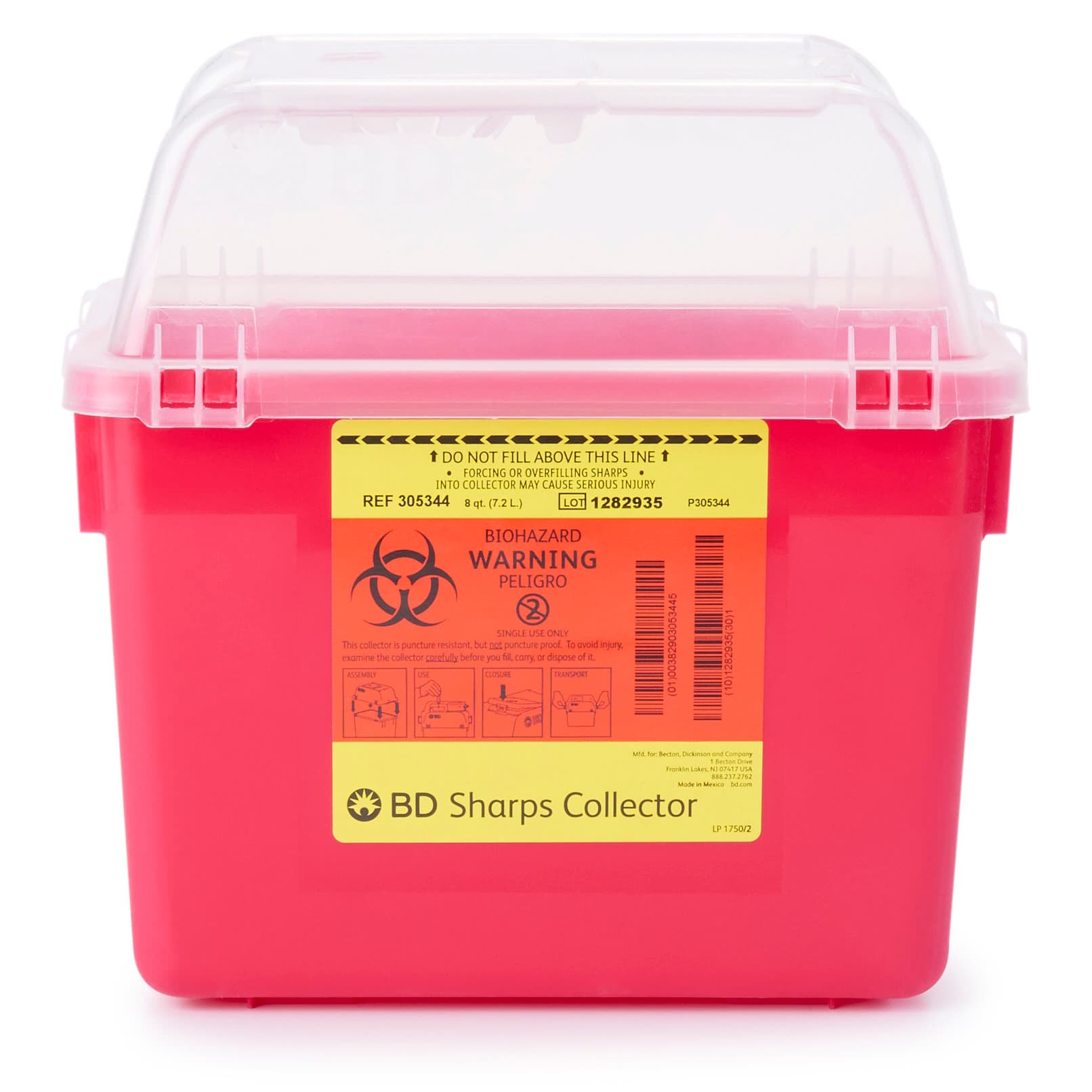 BD Multi-Use Nestable Sharps Collector, Funnel, 8 Quart - Each - Image 1