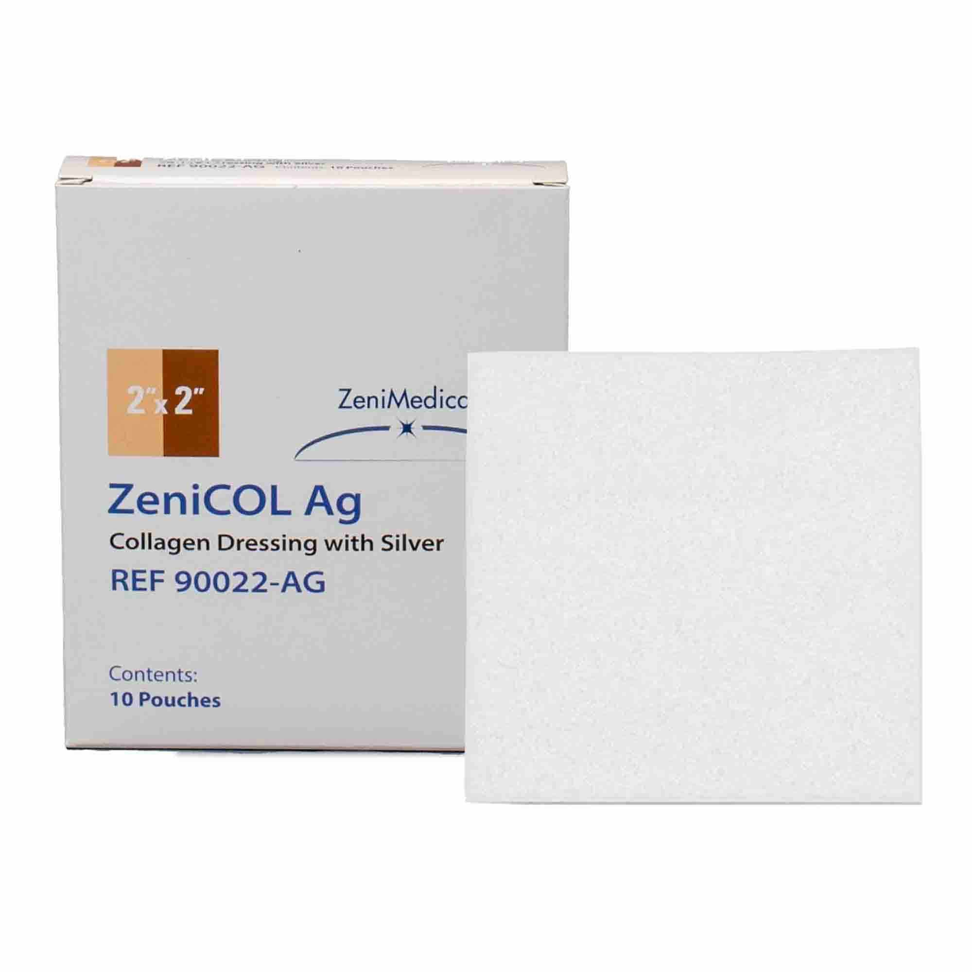 ZeniCOL Ag Silver Collagen Dressing, 2 x 2 Inch - Box of 10 - Image 1