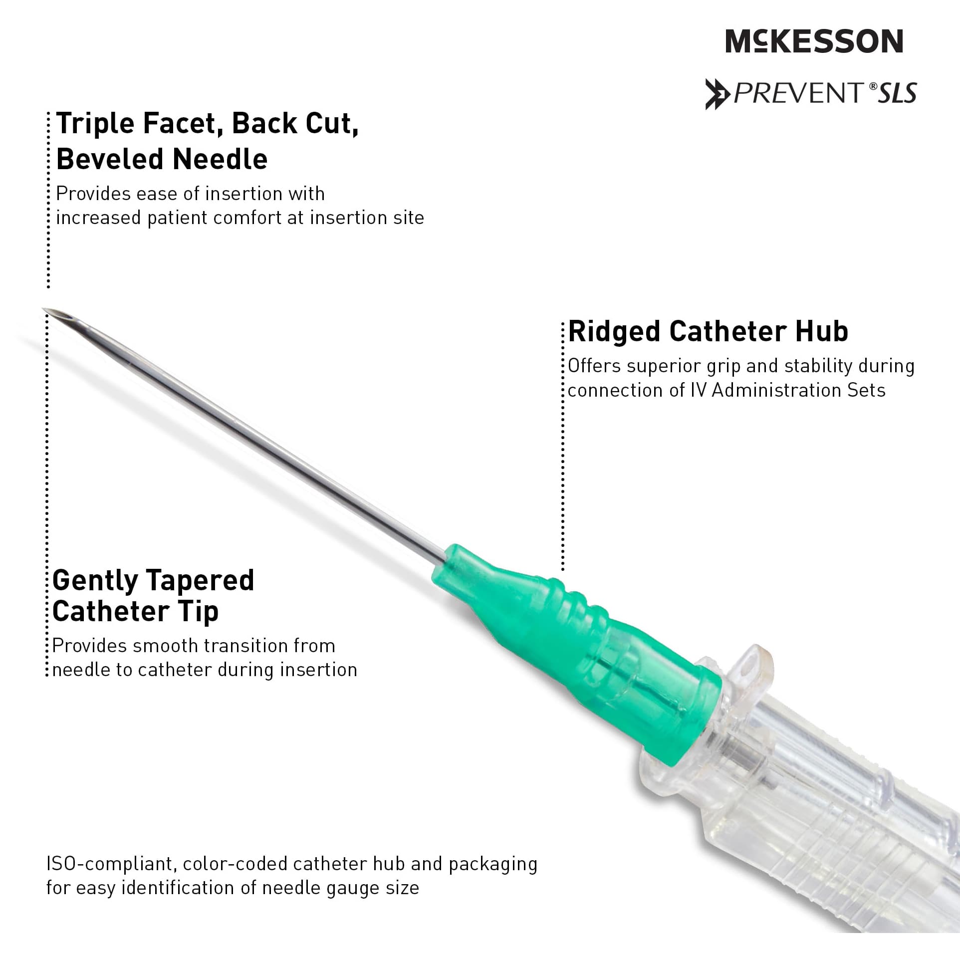 McKesson Prevent SLS Sliding Safety Peripheral IV Catheter with Straight Hub - Image 5