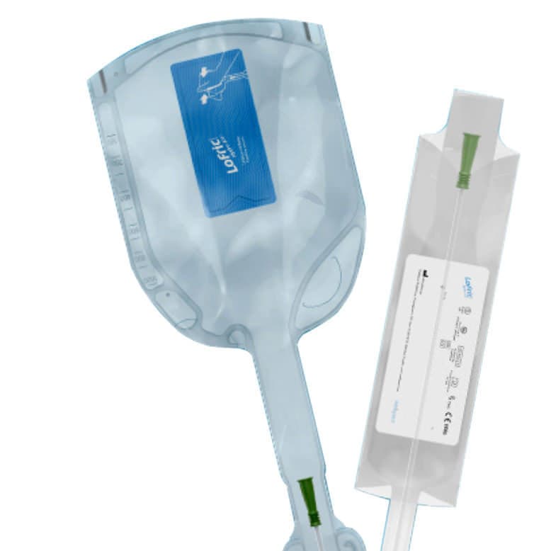 LoFric Hydro-Kit with Collection Bag Attached, 12 Fr - Box of 30 - Image 1