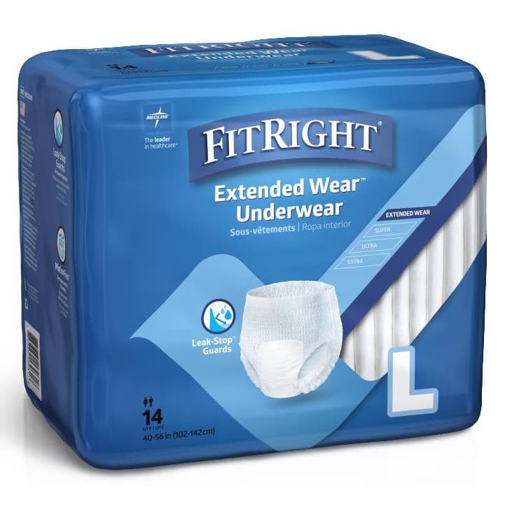 FitRight Extended Wear Overnight Adult Underwear, Large - Bag of 14 - Image 1