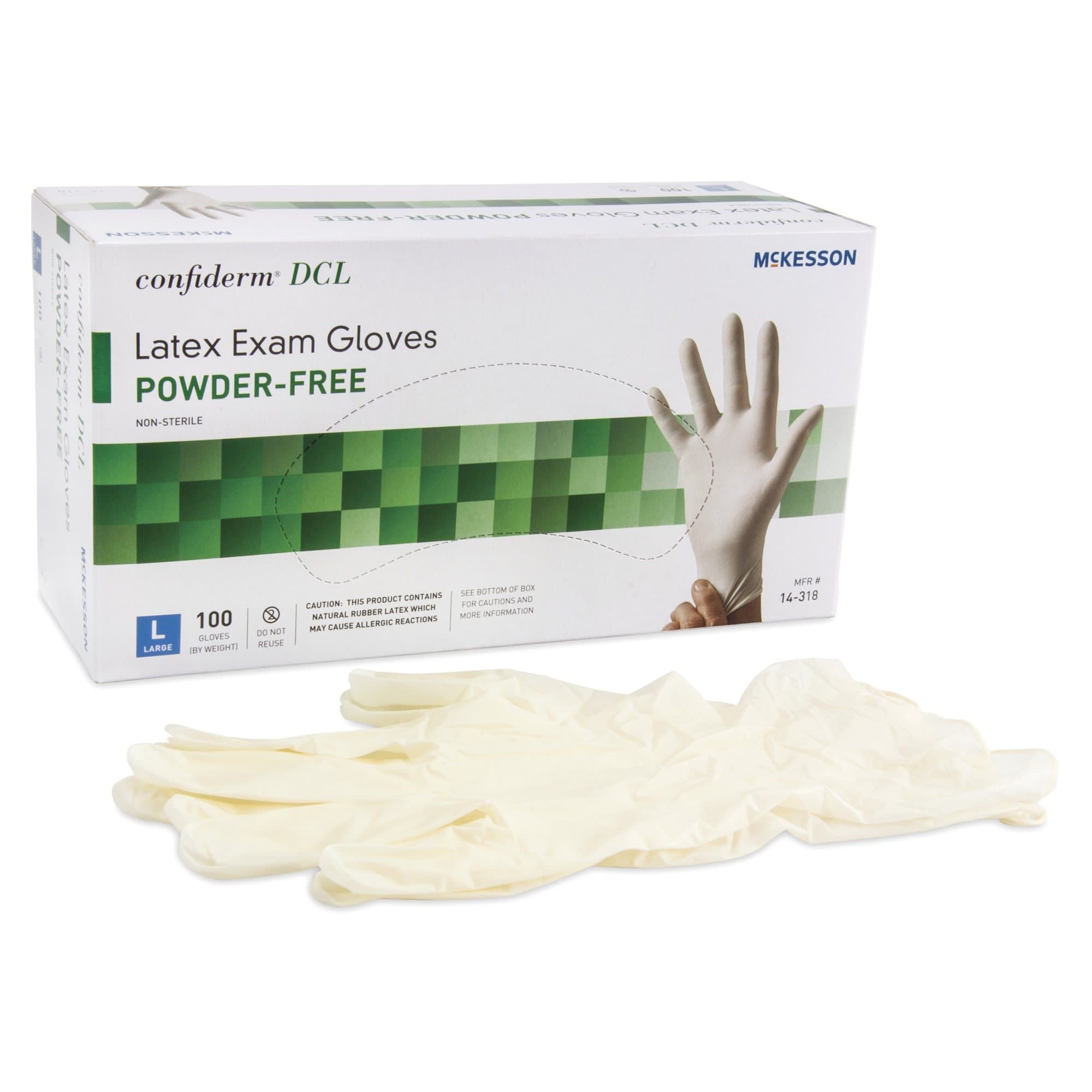 McKesson Confiderm Latex Powder Free Exam Gloves, Ivory, Large - Box of 100 - Image 1
