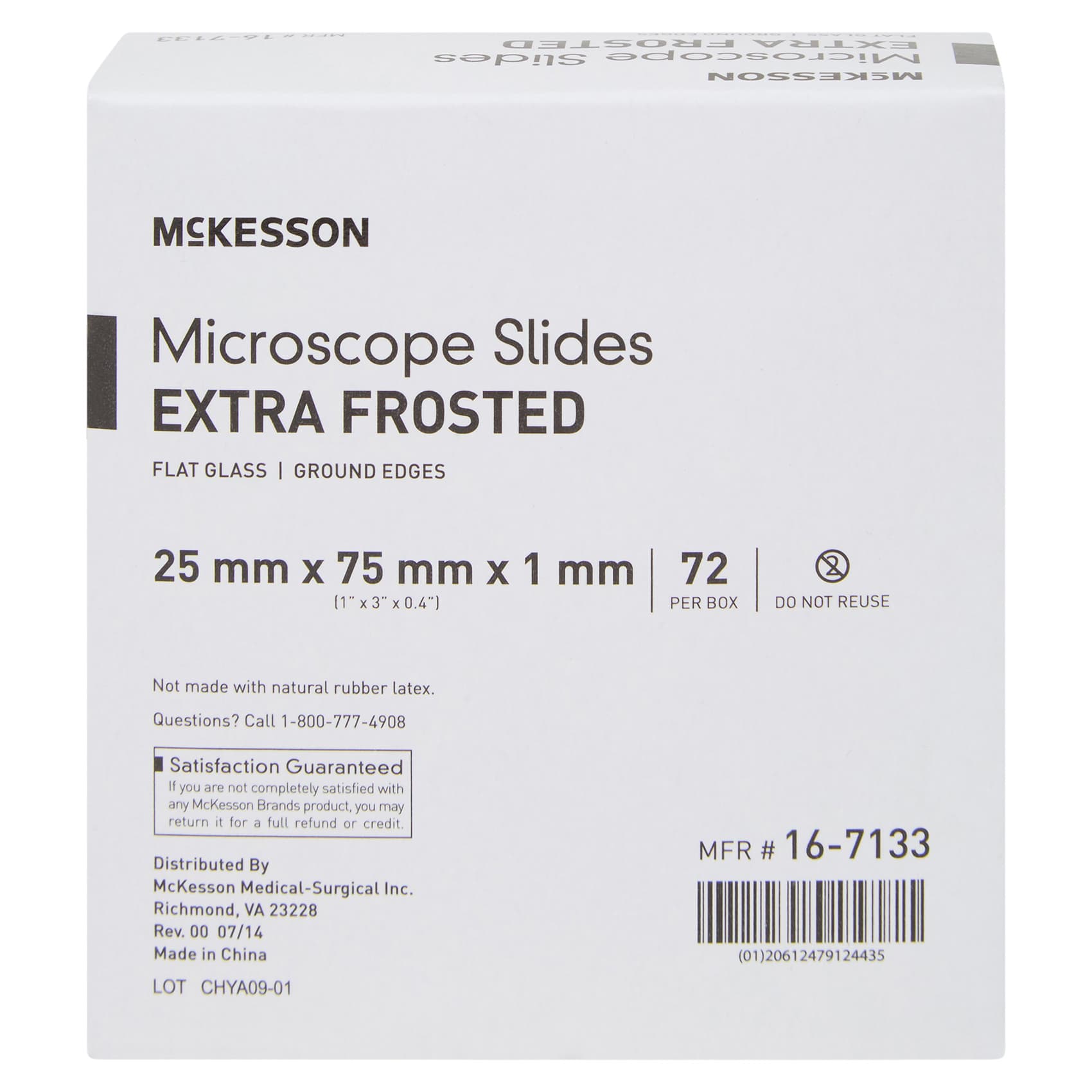 McKesson Microscope Slide, Extra-Frosted End, 1 x 3" x 1 mm, Ground Edges - Box of 1 - Image 1