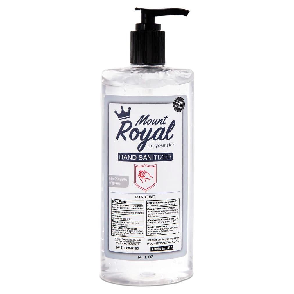 Mount Royal Gel Hand Sanitizer, 70% Ethyl Alcohol Pump Bottle, 14 oz - Case of 12 - Image 1
