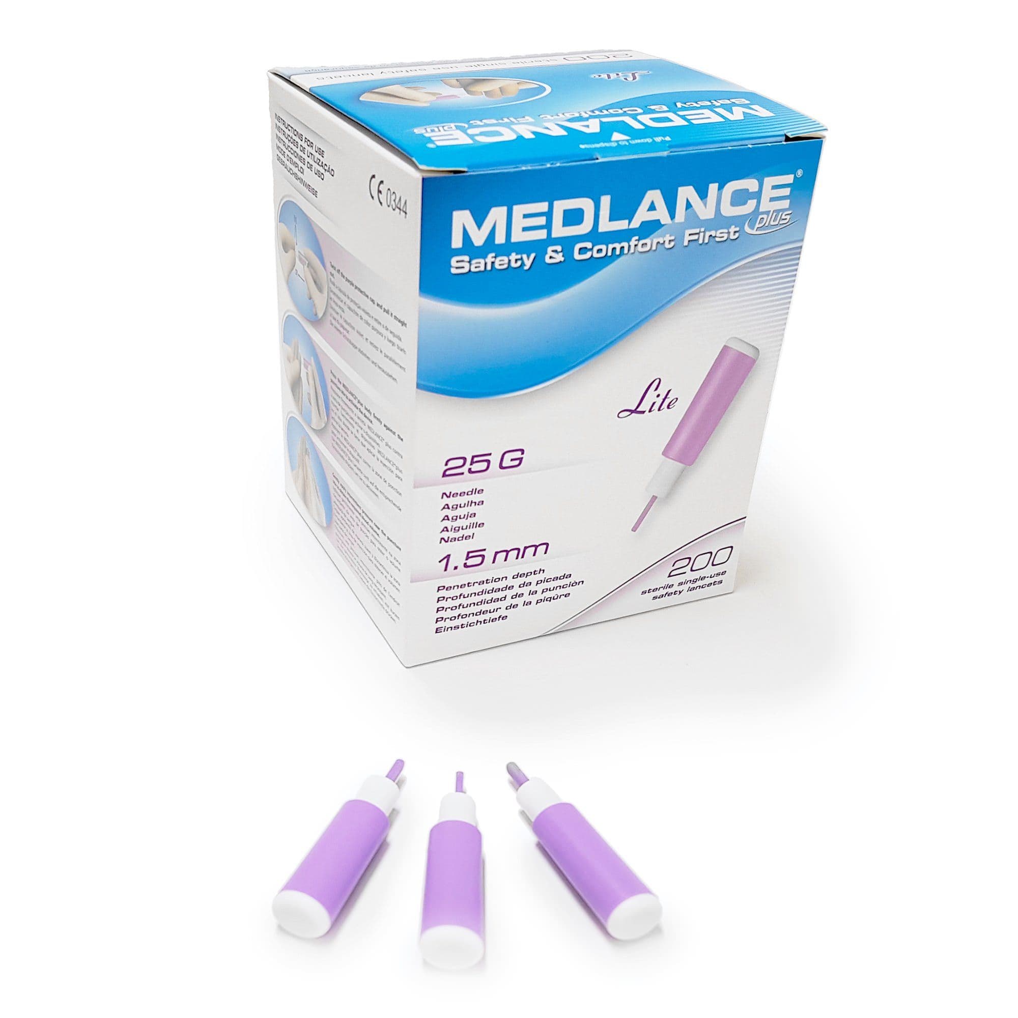 Medlance Plus Lite 25G Safety Lancet - Box of 200 - Image 1