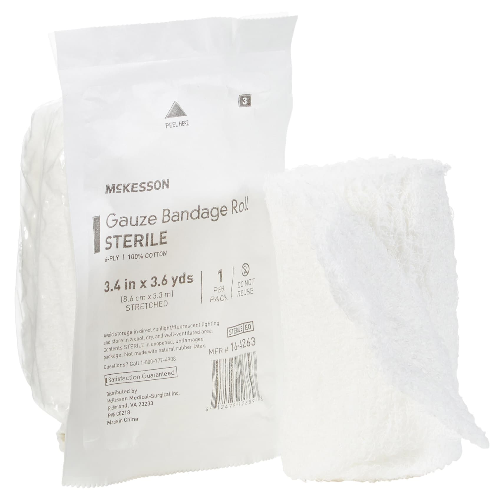 McKesson Cotton Fluff Bandage Roll, 6-Ply, 3-2/5 Inch x 3-3/5 Yard - Case of 96 - Image 1