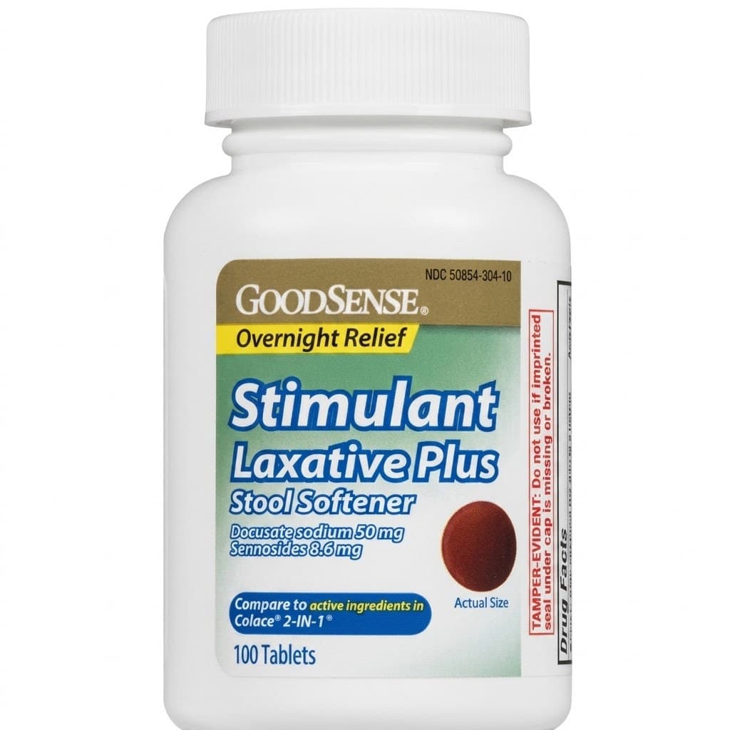 GoodSense Stimulant Laxative + Stool Softner Overnight Relief Tabs, 100 Count - Each