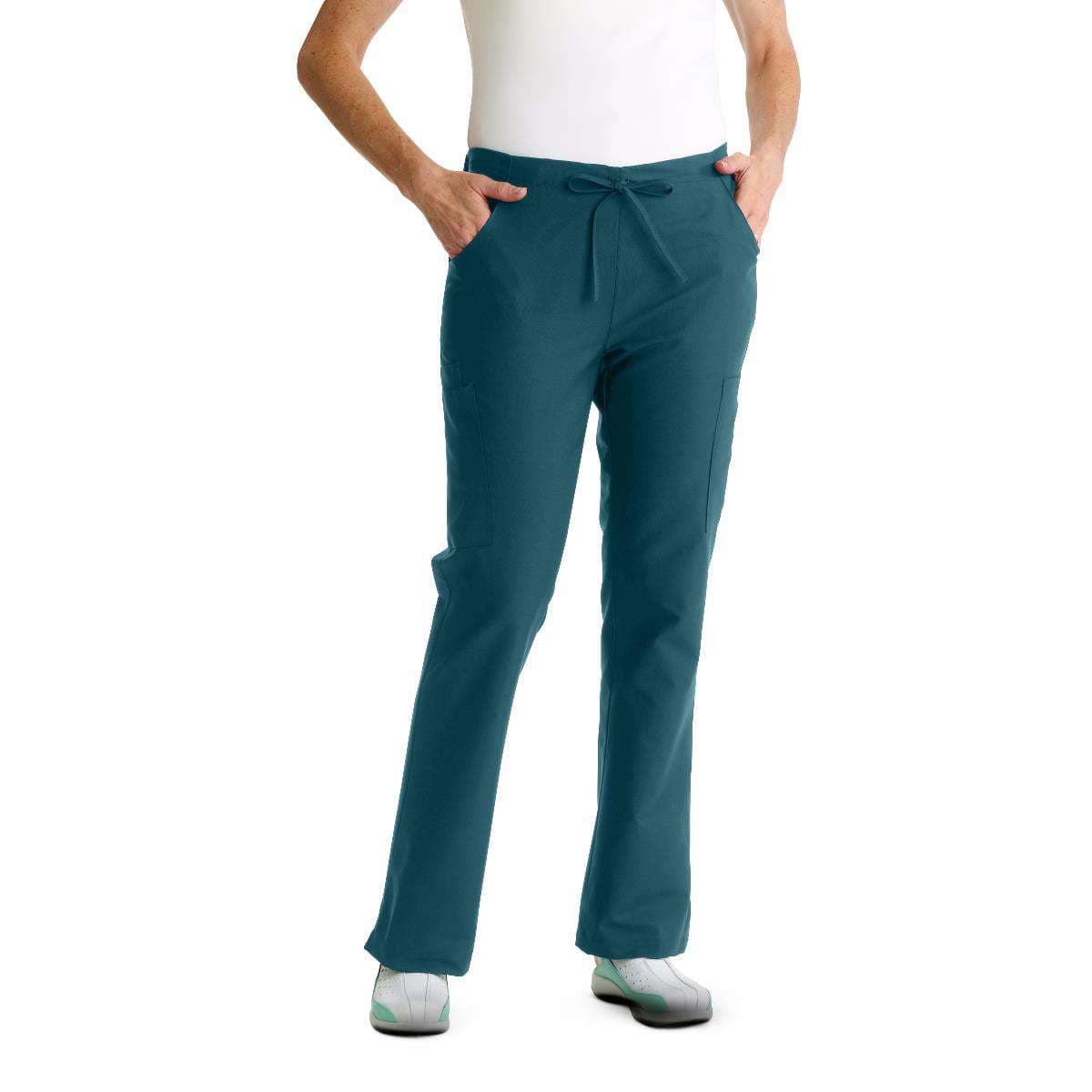 Medline Comfortease Women Modern Fit Petite Inseam Cargo Scrub Pant, Caribbean Blue, Small - Image 1